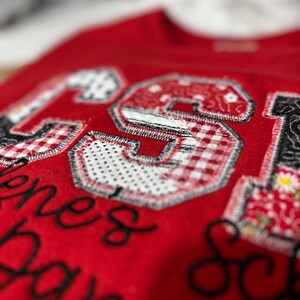 CUSTOM School Spirit Quilted Patchwork Letters and School Mascot Sweatshirt image 6