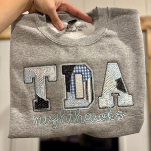 CUSTOM School Spirit Quilted Patchwork Letters and School Mascot Sweatshirt image 5