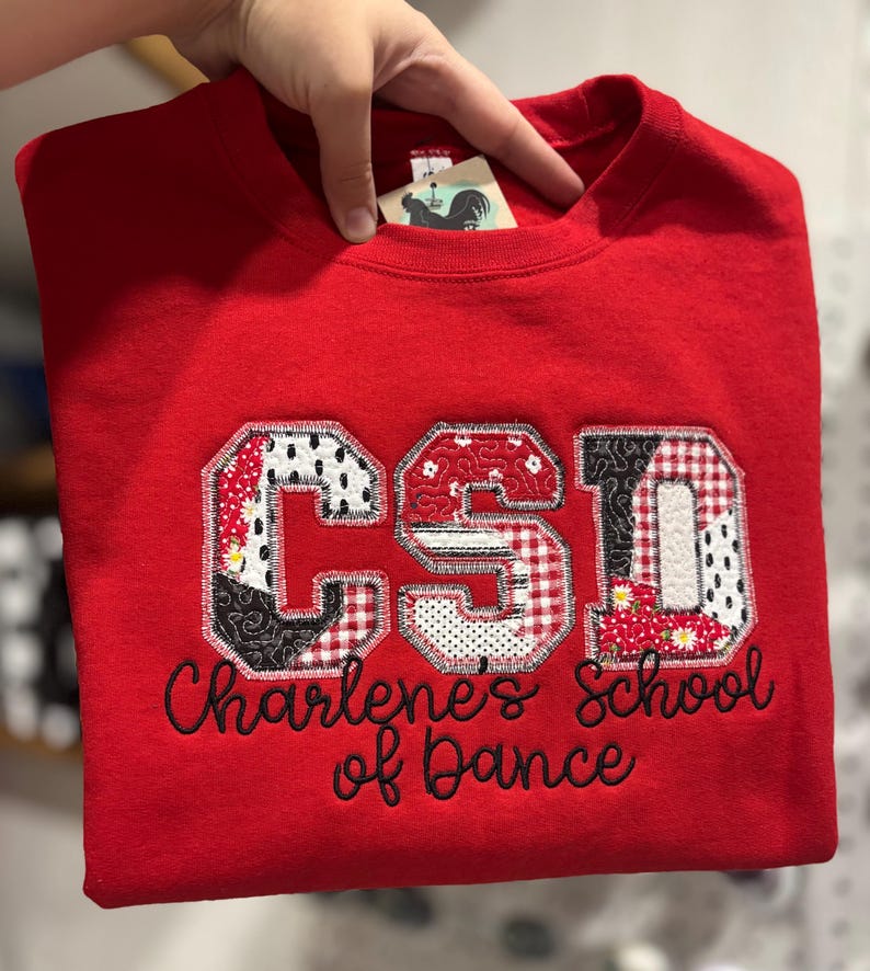 CUSTOM School Spirit Quilted Patchwork Letters and School Mascot Sweatshirt image 4