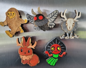 Cryptids Magnet (Mothman, Bigfoot, Flatwoods Monster, Wendigo, or Jackalope)