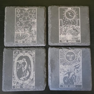 Dessous de verre carte de tarot en ardoise