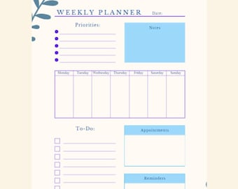Weekly Planner Printable PDF