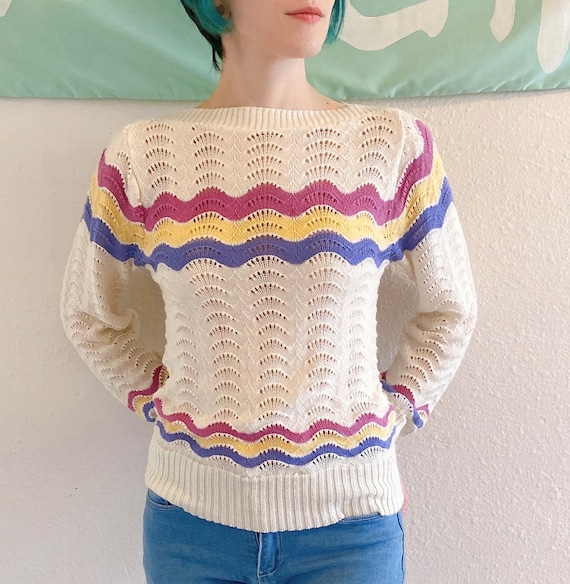 Keneth Too Seashell Scallop Knit Sweater 80s Vintage Nancy Wheeler Aesthetic Balletcore Preppy Vtg Top Shirt Stranger Fall Autumn Things Etsy Canada