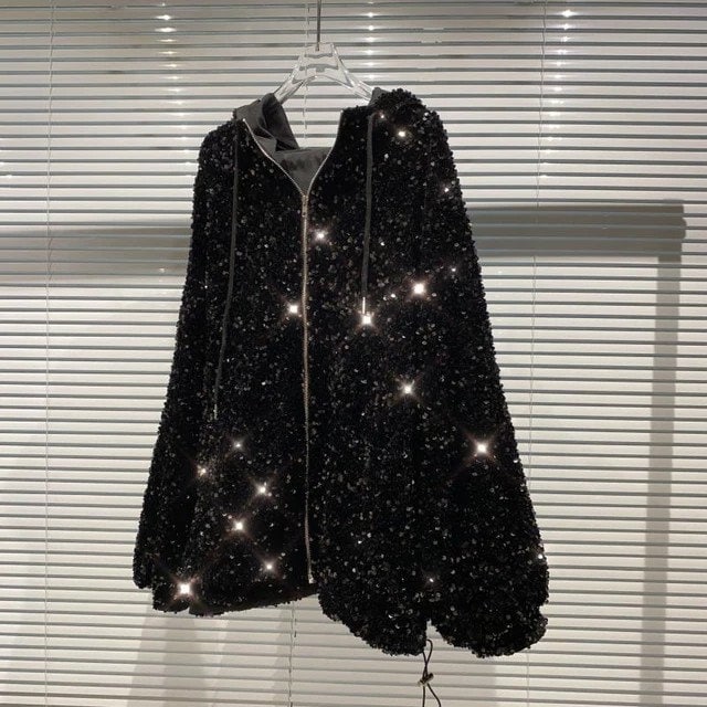 black sequin hoodie