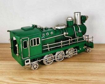 Locomotora de metal, Tren antiguo - Objeto coleccionable - Regalo para entusiastas de los trenes - Decoración nostálgica