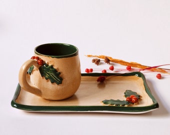 Copa de Navidad | taza de café | Taza con platillo | Taza decorativa | Taza artesanal