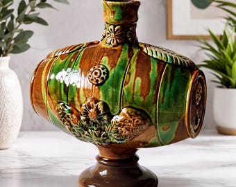 Barril decorativo de cerámica - Tambor decorativo - Hecho a mano - Regalo de cumpleaños - Decoración - Arte en cerámica