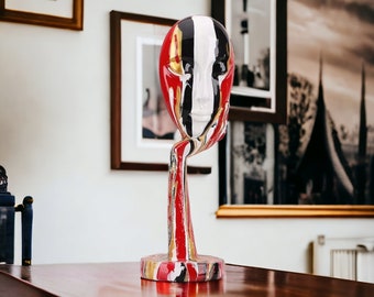 Escultura facial colorida y abstracta - Decoración de arte moderno 30 cm - Decoración moderna del hogar - Regalo de arte único - Accesorio para el hogar