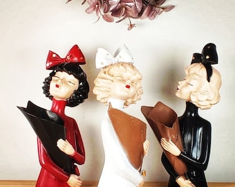 Estatua estatuilla niña jarrón | decoración retro | florero decorativo | baratija de estatuilla | estilo de arte moderno