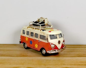 Furgoneta decorativa / furgoneta de decoración de metal antiguo, caravana de metal, coche antiguo Volkswagen, regalo, marco de fotos