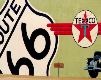 Route 66 Texaco Gas Station, Route 66 Wall Art, Route 66 Garage Photo Print, Route 66 Travel Poster, Road Trips On The Mother Road