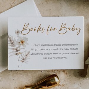 Livres floraux blancs pour carte de bébé, livres de baby shower pour carte de bébé, livres modifiables de baby shower pour carte de bébé, téléchargement immédiat, CC038