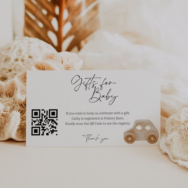 Boho Rustic Baby Shower QR Code Gift Registry Card , QR Code Gift Registry Card, Editable QR Code Gift Registry Card, Templett, CC030A