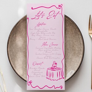 Whimsical hand dawn  Menu ,Bridal Shower Menu, Bridal Shower Editable Menu, Instant download, Edit with TEMPLETT, CC047
