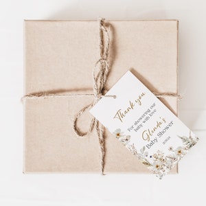 White Floral Baby Shower Rectangular Tags ,Baby Shower Rectangular Tags, Baby Shower Editable Rectangular Tags, Instant download,  CC038