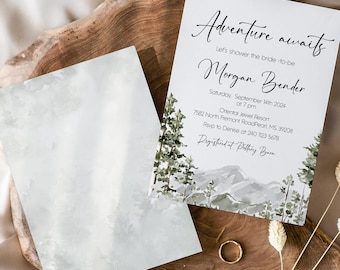 Mountains Bridal Shower Invitation ,Bridal Shower Invitation, Bridal Shower Editable Invitation, Instant download, Edit TEMPLETT, CC054