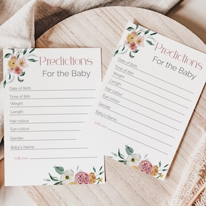 Prédictions de floraison printanière pour bébé, prévisions de baby shower pour bébé, prévisions modifiables pour bébé, téléchargement immédiat, TEMPLETT, CC062