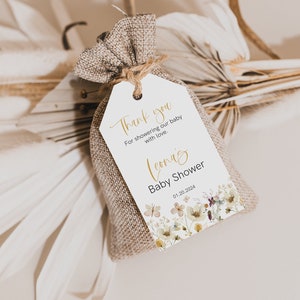 Wildflower Baby Shower Rectangular Tags ,Baby Shower Rectangular Tags, Baby Shower Editable Thanks Tags, Instant download, TEMPLETT, CC005
