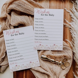 Juego de deseos minimalistas modernos para bebés, juego de deseos para baby shower para bebés, juego de deseos editables para bebés, descarga instantánea, TEMPLETT, CC018