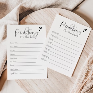 Prédictions de calligraphie moderne pour bébé, prédictions de baby shower pour bébé, prédictions modifiables pour bébé, téléchargement immédiat, CC009