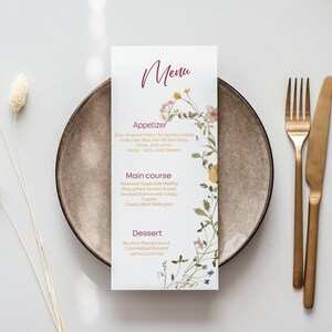 Wildflower  Menu ,Bridal Shower Menu, Bridal Shower Editable Menu, Instant download, Edit with TEMPLETT, CC005