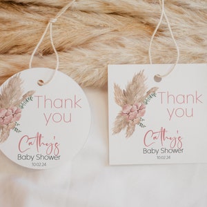 Boho Romance Baby Shower Square and circleTags , Baby Shower , Editable Baby Shower Square and circleTags, Instant download, TEMPLETT, CC052