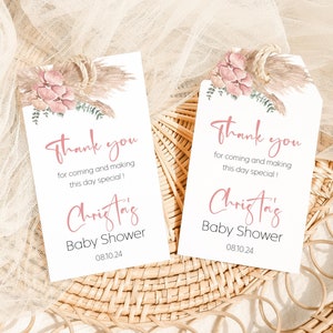 Boho Romance Baby Shower Rectangular Tags ,Baby Shower Rectangular Tags, Baby Shower Editable Rectangular Tags,  CC052