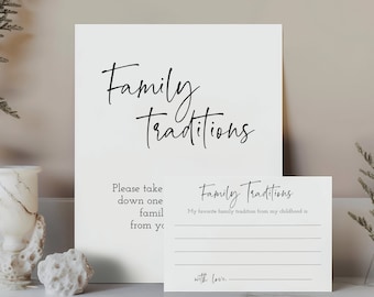 Modern Minimalist  Family Traditions game ,Baby Shower  Traditions game,  Editable Family Traditions , Instant download ,TEMPLETT, CC008