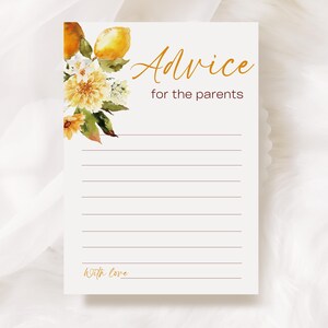 Conselhos florais de laranja para os pais, conselhos para chá de bebê para os pais, conselhos editáveis para os pais, download instantâneo, CC044