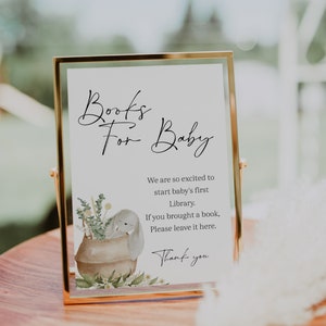 Boho Rustic Baby Shower Books for Baby Sign + Card , Books for Baby Sign + Card,  Editable Books for Baby Sign and Card, TEMPLETT, CC030A