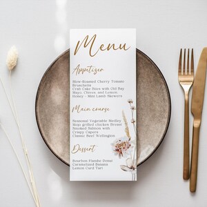 White Floral  Menu ,Bridal Shower Menu, Bridal Shower Editable Menu, Instant download, Edit with TEMPLETT, CC038