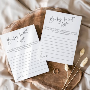 Moderne minimalistische Baby Douche Baby Bucket List Game Card, Bewerkbare Baby Bucket List Game Card, Instant download, Edit TEMPLETT, CC008