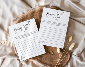 Modern minimalist Baby Shower Baby Bucket List Game Card , Editable Baby Bucket List Game Card, Instant download, Edit TEMPLETT, CC008