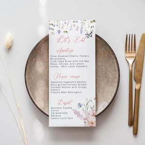 Pink Floral  Menu ,Bridal Shower Menu, Bridal Shower Editable Menu, Instant download, Edit with TEMPLETT, CC039