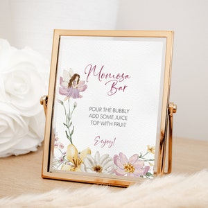 Fata magica Baby Shower Mimosa Bar Sign + Etichette Succo, Baby Shower Mimosa Bar Sign + Etichette Succo, Baby Shower Modificabile Sign, TEMPLETT, CC028
