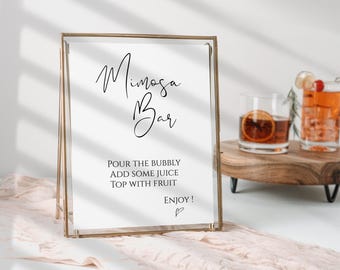 Modern Calligraphy Bridal Shower Mimosa Bar Sign + Juice Tags ,Bridal Shower Mimosa Bar Sign + Juice Tags,Bridal Shower Editable Sign, CC001