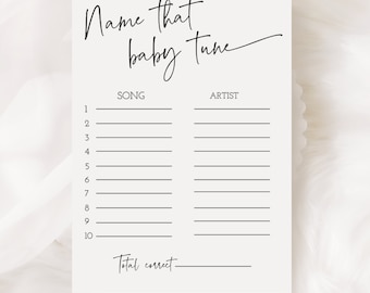Modern minimalist Baby Shower Name that Baby Tune Game Card , Editable Name that Baby Tune Game Card, Instant download, Edit TEMPLETT, CC008