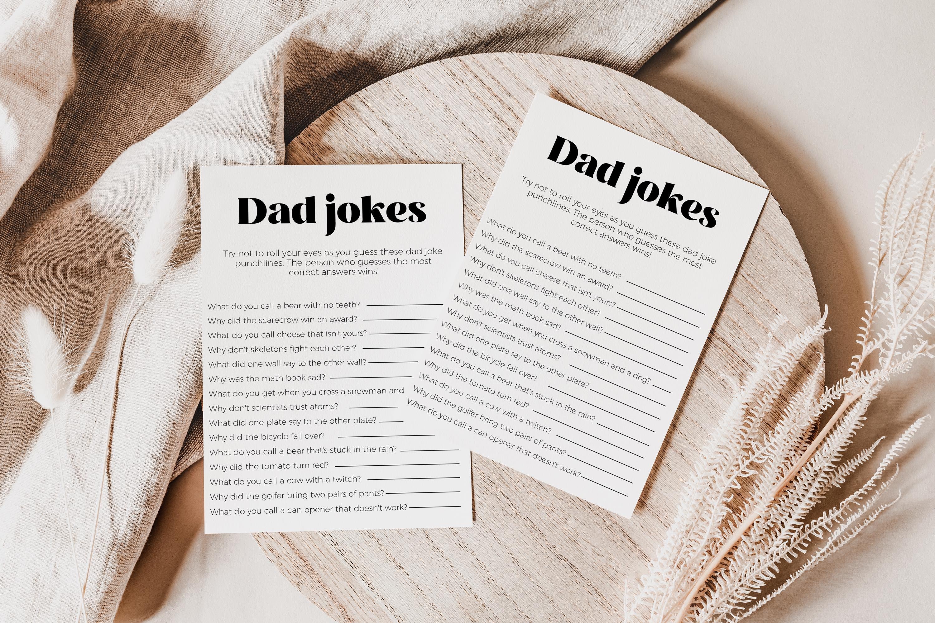 Retro Black Baby Shower Games Dad Jokes Game Card , Editable Dad Jokes Game Card, Instant download, Edit TEMPLETT, CC035