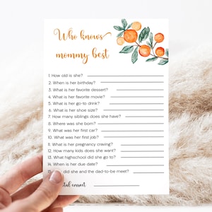 Juegos de baby shower Little Cutie Quién conoce a mamá Mejor tarjeta de juego, Tarjeta de juego Quién conoce a mamá Mejor editable, Descarga instantánea TEMPLETT, CC057
