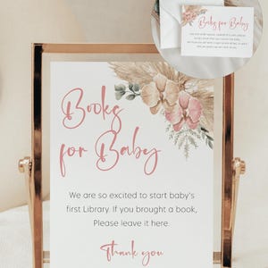 Boho Romance Baby Shower Books for Baby Sign & Card , Books for Baby Sign and Card,  Editable Books for Baby Sign and Card, TEMPLETT, CC052