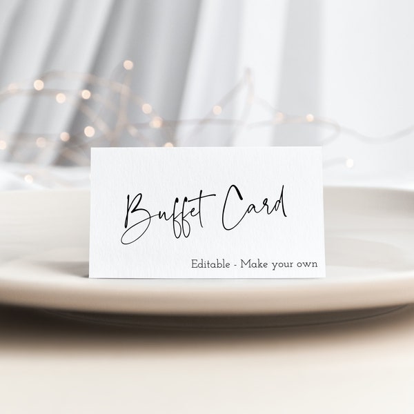 Modern Minimalist Buffet Card 3.5 x 2, Modern Minimalist Buffet Card, Editable Buffet Card, Instant download, Edit with TEMPLETT, CC008