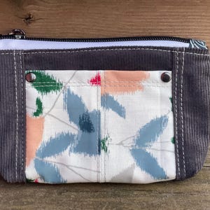 Bolsa Norfolk de pana gris, regalo hecho a mano, bolsa con cremallera