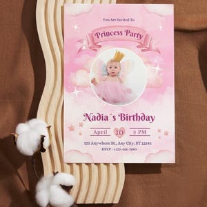 Editable Pink Princess Birthday Party Invitation - Instant Digital Download | Princess Invitation for Girls | Princess Theme Party