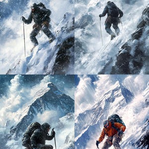 Realistic Climber Scaling Mount Everest Poster – 2856x5095 px, 300 DPI Digital Download, PNG Format