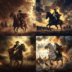 4 George Washington Revolutionary War Hero Digital Artwork - 5000x5000 px, 300 DPI Printable Wall Art&quot;
