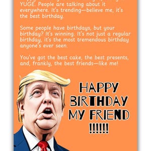 Sarcastic Trump  style Birthday Card - 5x7 Canva Editable Template - Hilarious Trump Meme Birthday Greeting -  - Best Friend Birthday Card