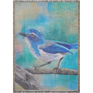 Blue Bird Woven Blankets with Original Art by Althia Prinsloo