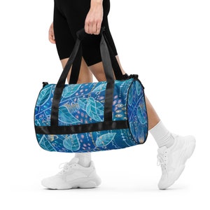 Blue Floral All-over print gym bag With Original Art by Althia Prinsloo