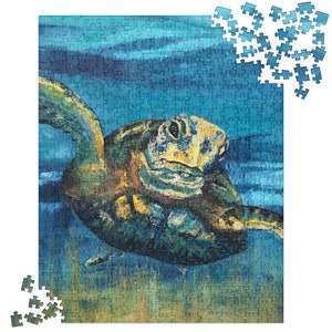 Sea Turtle Jigsaw puzzle with Original art by Althia Prinsloo