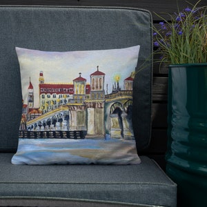 Accent St Augustine Pillow with Original Art by Althia Prinsloo, Decorative Pillow for Your Home, Premium Pillow